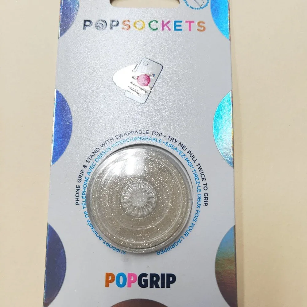 PopSockets PopGrip Silver sparkly Phone Grip